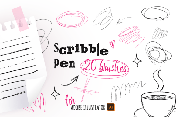 Download 20 Scribble Ink Pen Brushes for AI - Pen brushes Collection