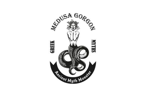 Download Trendy Vintage Badge with Medusa Gorgon - Trend Collection
