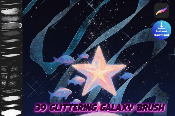 Download Procreate Glitter Galaxy Brush - Procreate glitter Collection